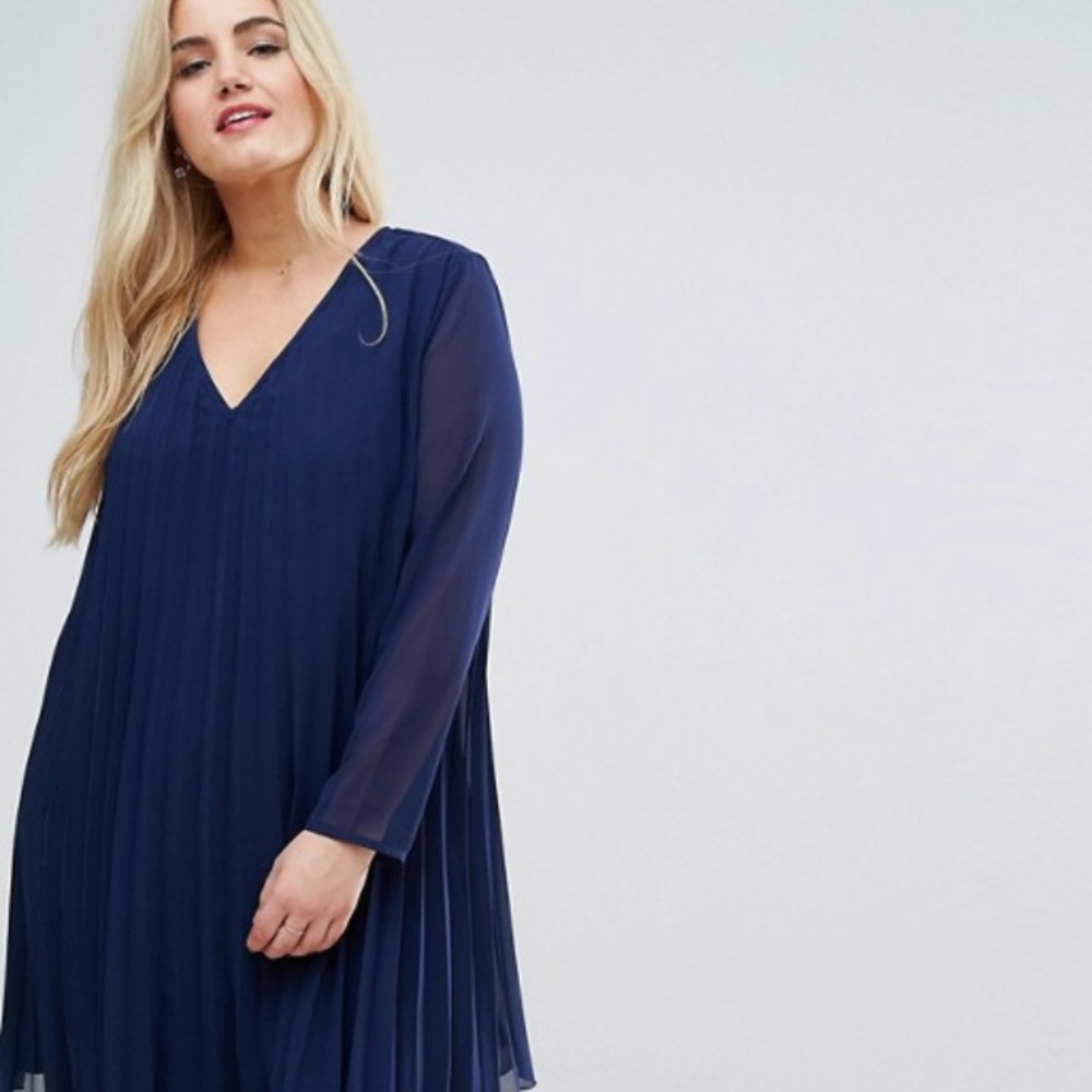 NWT Asos Curve Blue Trapeze Dress